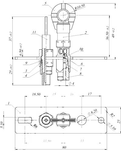 Рис.1. Чертеж пилотной горелки ЗГ-Д-ОВ серия 1443-420